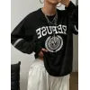 Letter Graphic Round Neck Long Sleeve Sweatshirt
