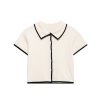 Color blocked border knit short sleeved cardigan+hip hugging skirt set