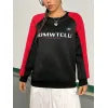 Letter Graphic Round Neck Long Sleeve Sweatshirt