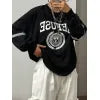 Letter Graphic Round Neck Long Sleeve Sweatshirt
