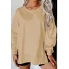 Exposed Seam Round Neck Long Sleeve Sweatshirt