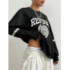 Letter Graphic Round Neck Long Sleeve Sweatshirt